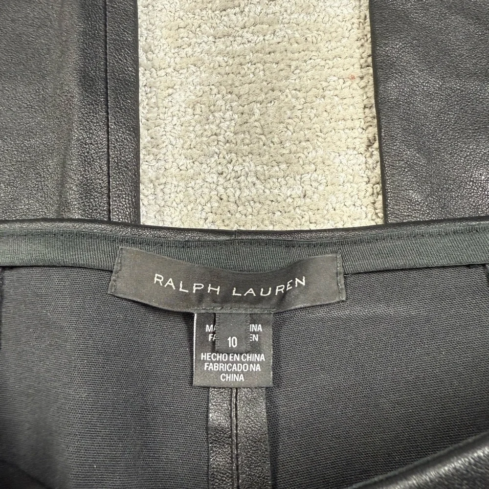 Ralph Lauren Black Label Women's Black Lamb Leather Pants W/Side Zipper Sz 10 - Picture 2 of 8